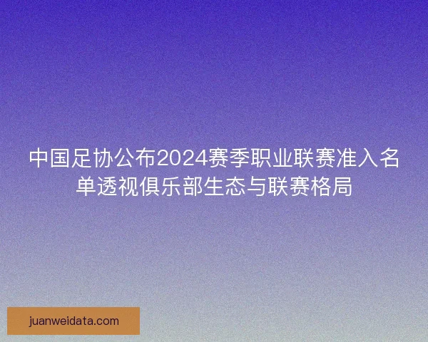 中国足协公布2024赛季职业联赛准入名单透视俱乐部生态与联赛格局